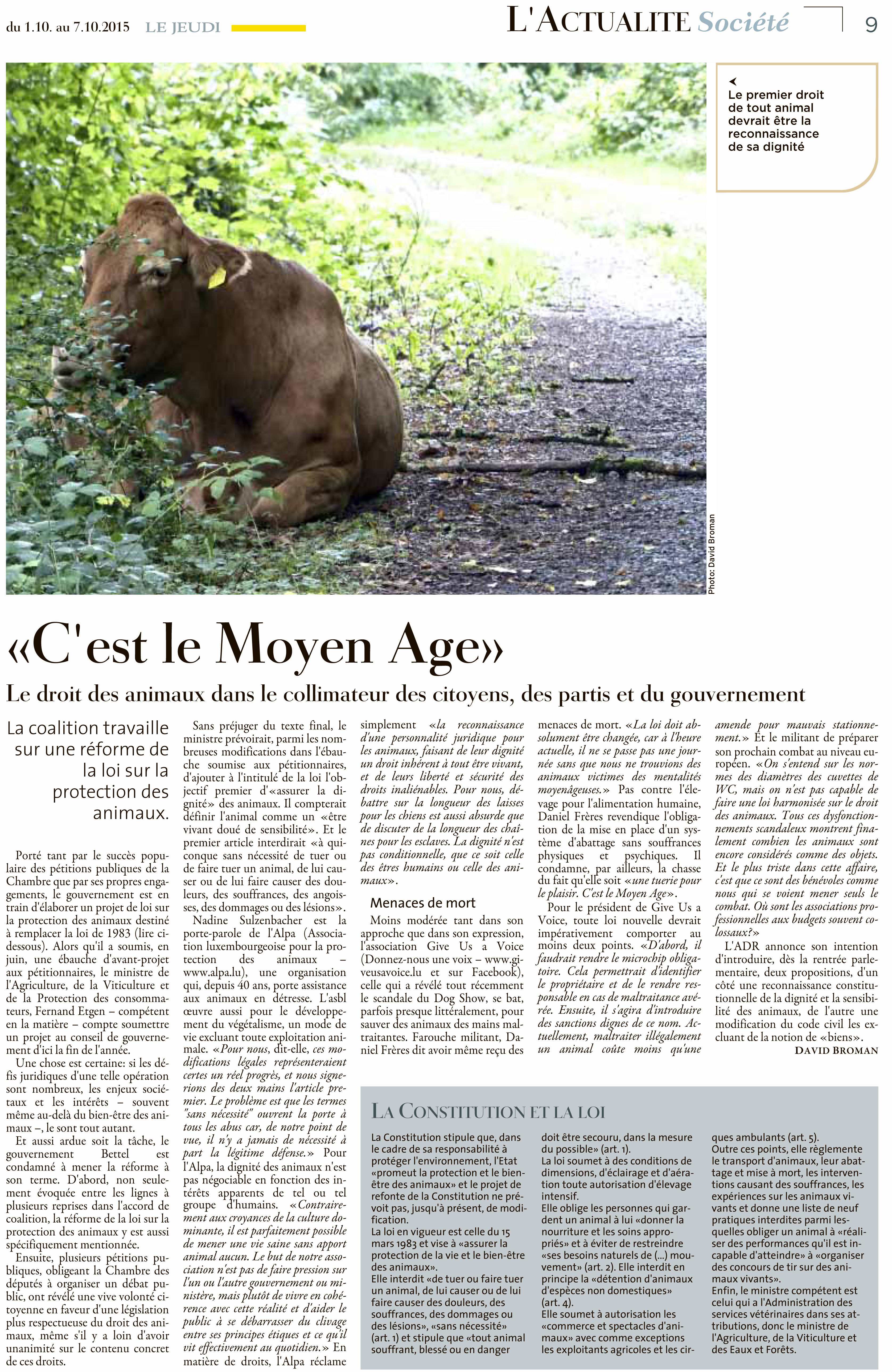 Le Jeudi, Ausgabe: Le Jeudi, vom: Donnerstag, 1. Oktober 2015
